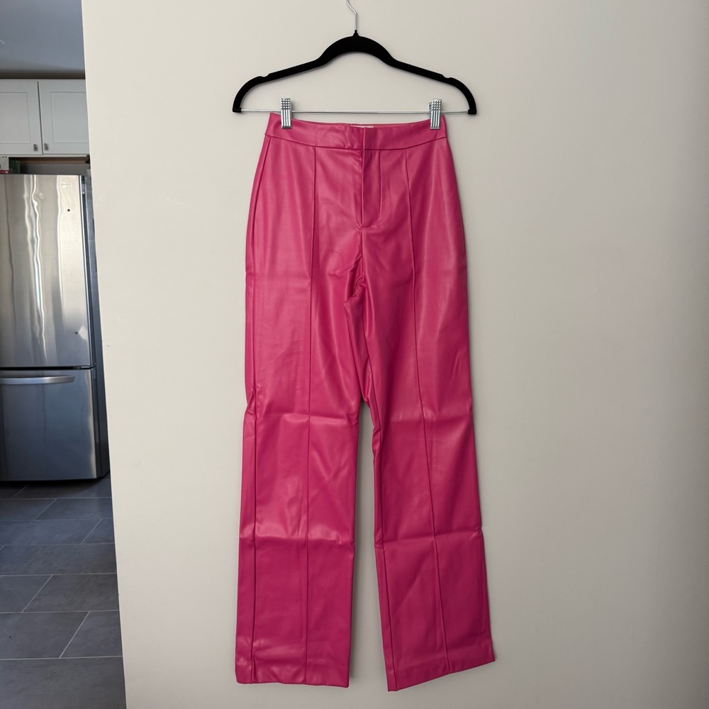 Pink Faux Leather Pants